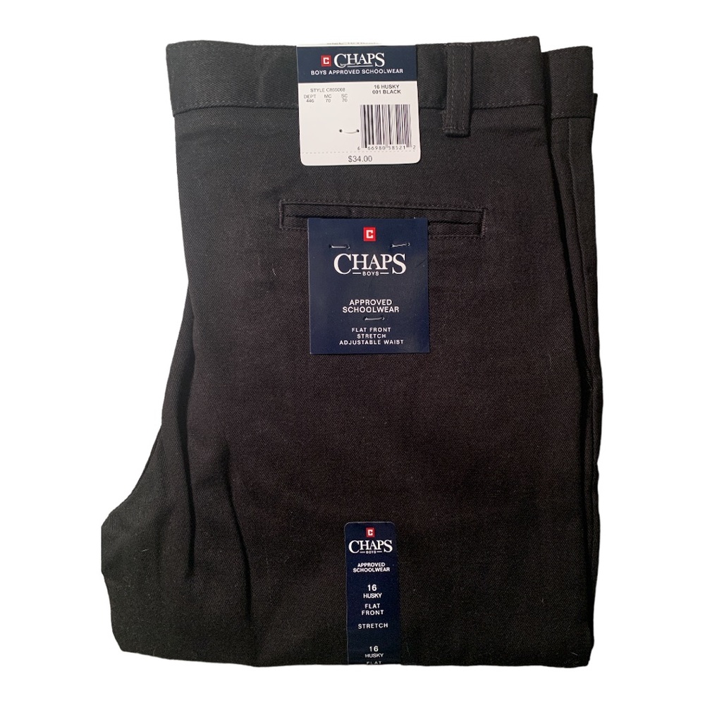 NWT - Youth 16 Husky - Chaps Flat-front black pants